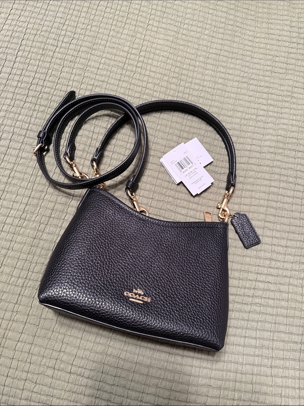Coach Laurel Small Shoulder Bag in Black Pebbled Leather